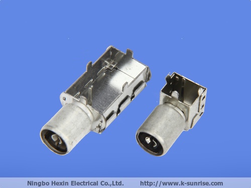 IEC connector with metal brackets for pcb mount